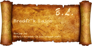 Bredák Lajos névjegykártya